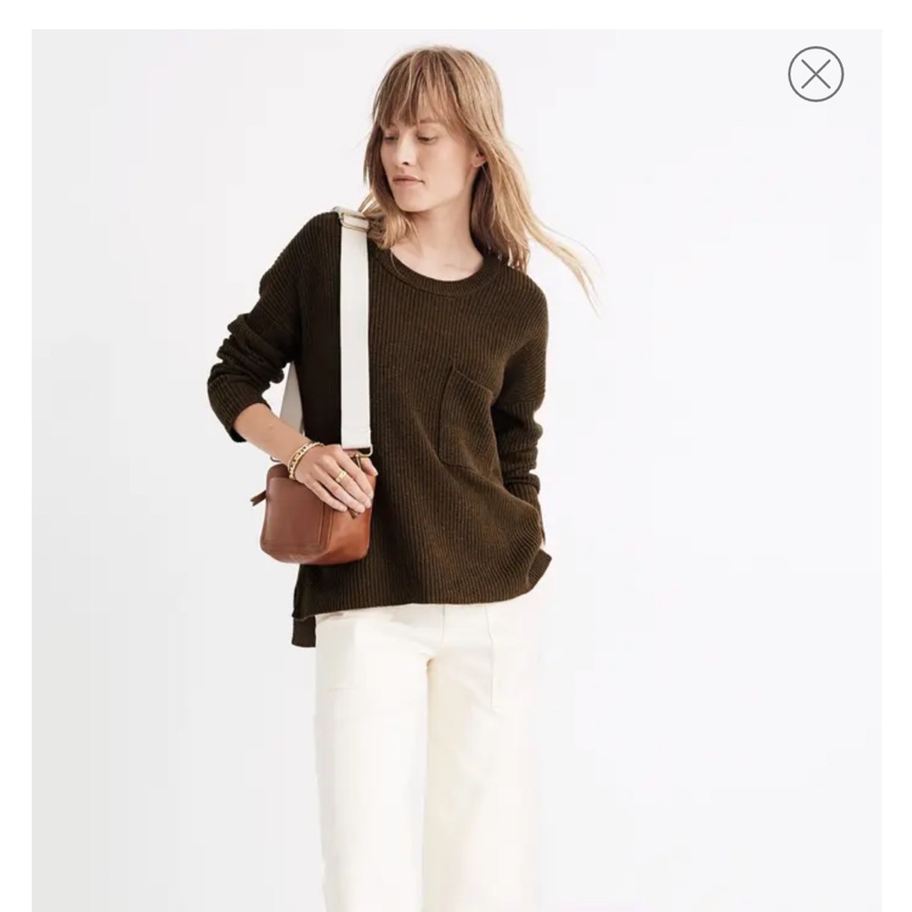 MADEWELL Thompson Pocket Pullover Sweater in Heather Elm